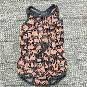 “Grey Vintage” Orange and Zebra Print Sleeveless Romper size 6mo